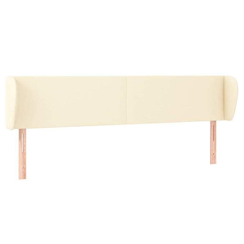 Tăblie de pat cu aripioare crem 163x23x78/88 cm piele ecologică