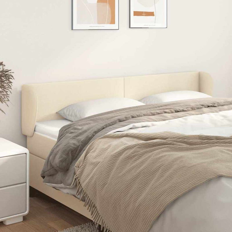 Tăblie de pat cu aripioare crem 163x23x78/88 cm piele ecologică