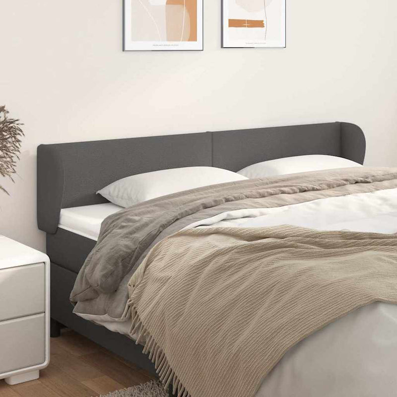 Tăblie de pat cu aripioare gri 163x23x78/88 cm piele ecologică