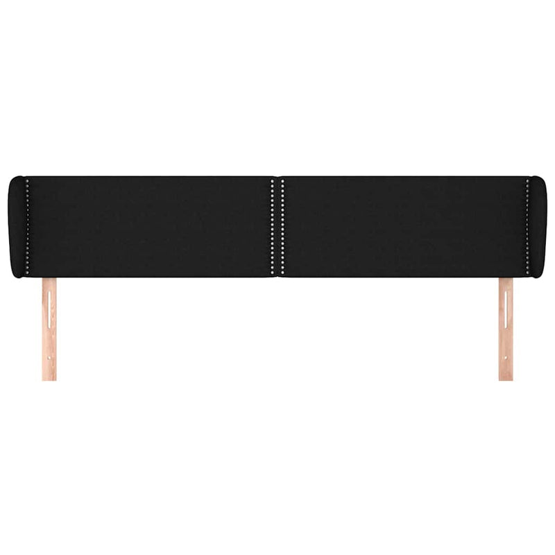 Tăblie de pat cu aripioare negru 203x23x78/88 cm textil