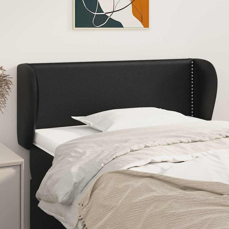 Tăblie de pat cu aripioare negru 83x23x78/88 cm piele ecologică