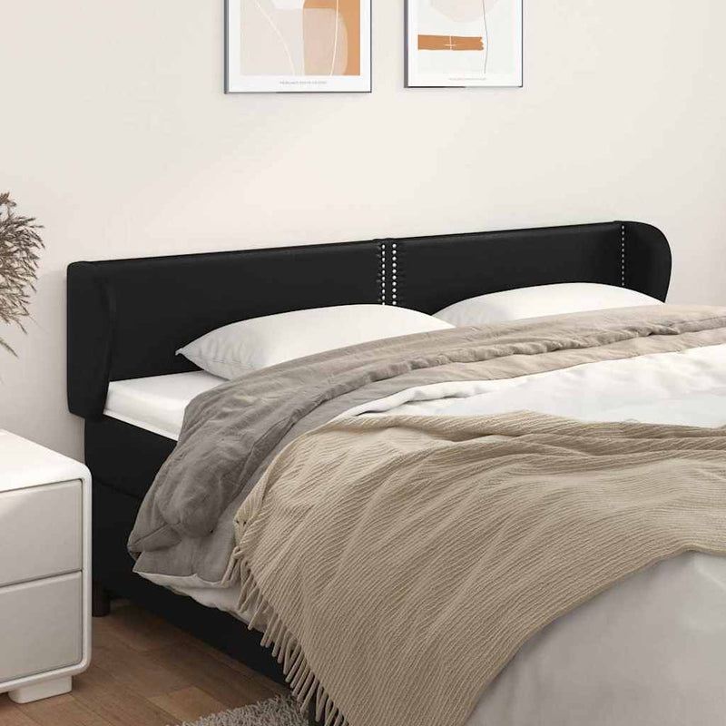 Tăblie de pat cu aripioare negru 183x23x78/88cm piele ecologică