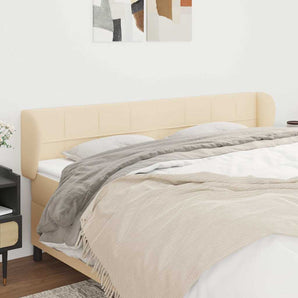 Tăblie de pat cu aripioare crem 183x23x78/88 cm material textil
