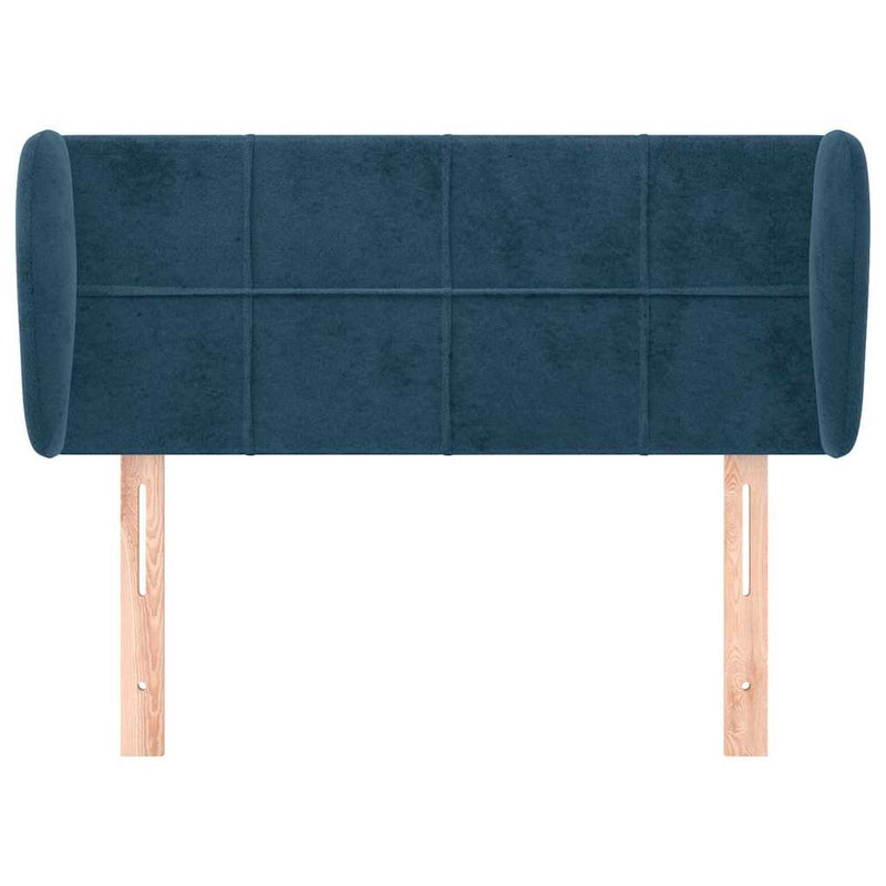 Tăblie pat cu aripioare albastru închis 103x23x78/88 cm catifea