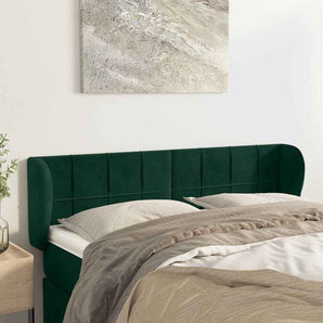 Tăblie de pat cu aripioare verde închis 147x23x78/88 cm catifea