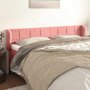 Tăblie de pat cu aripioare roz 183x23x78/88 cm catifea