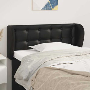 Tăblie de pat cu aripioare negru 93x23x78/88 cm piele ecologică
