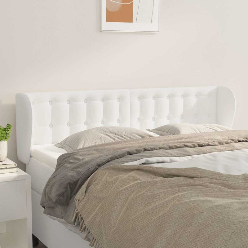 Tăblie de pat cu aripioare, alb, 147x23x78/88cm piele ecologică