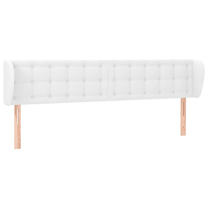 Tăblie de pat cu aripioare alb 163x23x78/88 cm piele ecologică