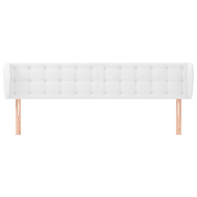 Tăblie de pat cu aripioare alb 163x23x78/88 cm piele ecologică