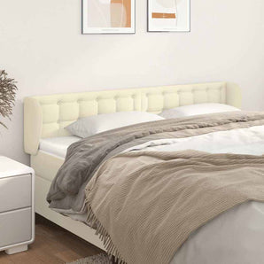 Tăblie de pat cu aripioare crem 163x23x78/88 cm piele ecologică