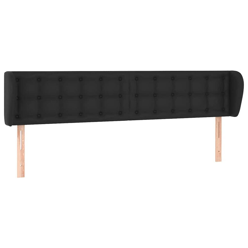 Tăblie de pat cu aripioare negru 203x23x78/88cm piele ecologică