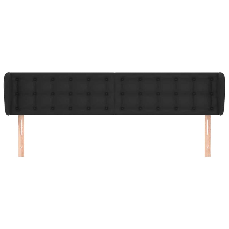 Tăblie de pat cu aripioare negru 203x23x78/88cm piele ecologică