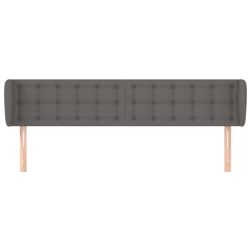 Tăblie de pat cu aripioare gri 203x23x78/88 cm piele ecologică