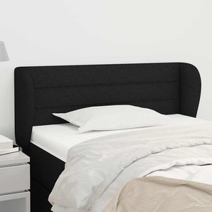 Tăblie de pat cu aripioare negru 93x23x78/88 cm textil