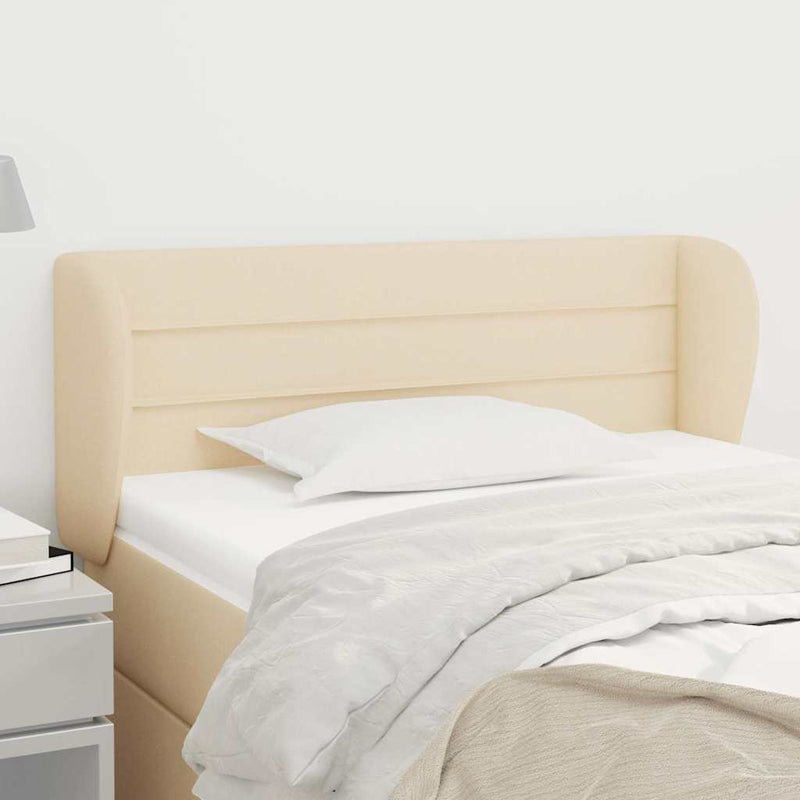 Tăblie de pat cu aripioare crem 93x23x78/88 cm textil