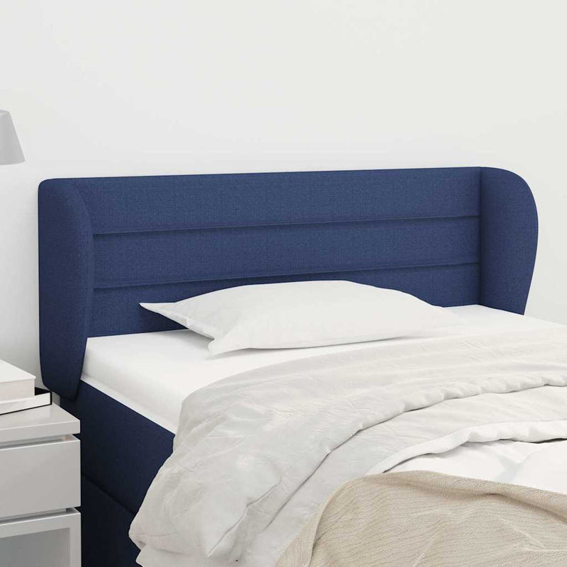 Tăblie de pat cu aripioare albastru 93x23x78/88 cm textil