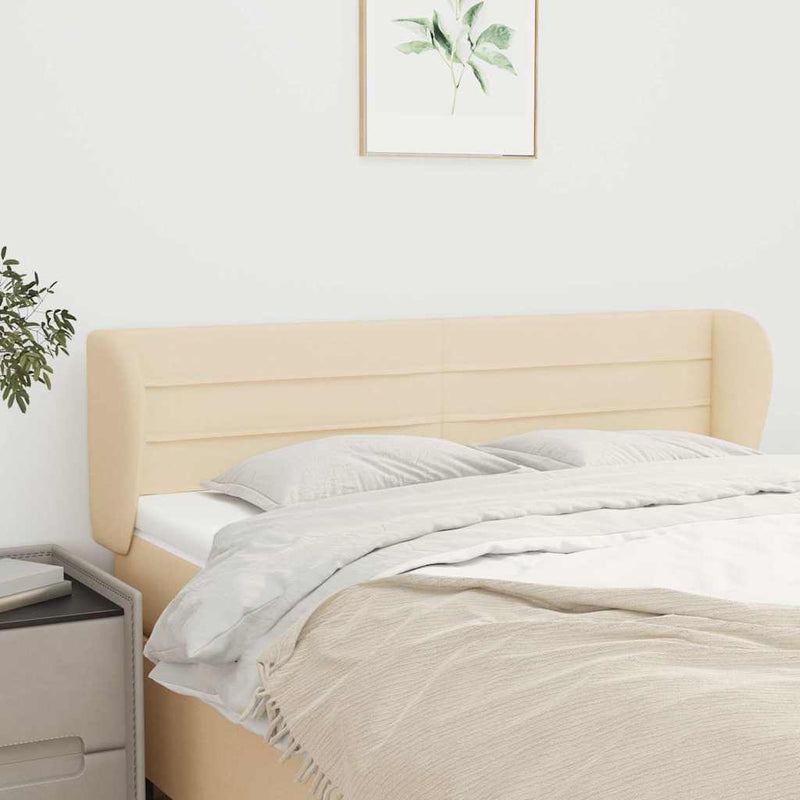 Tăblie de pat cu aripioare crem 147x23x78/88 cm material textil
