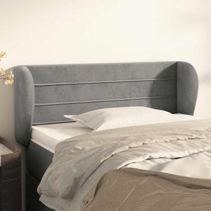 Tăblie de pat cu aripioare gri deschis 93x23x78/88 cm catifea
