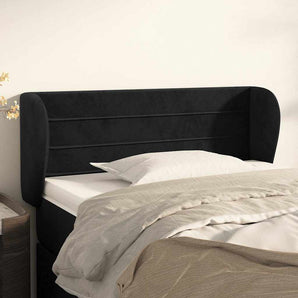 Tăblie de pat cu aripioare negru 93x23x78/88 cm catifea