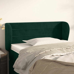 Tăblie de pat cu aripioare verde închis 103x23x78/88 cm catifea