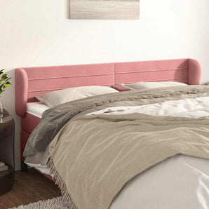 Tăblie de pat cu aripioare roz 203x23x78/88 cm catifea