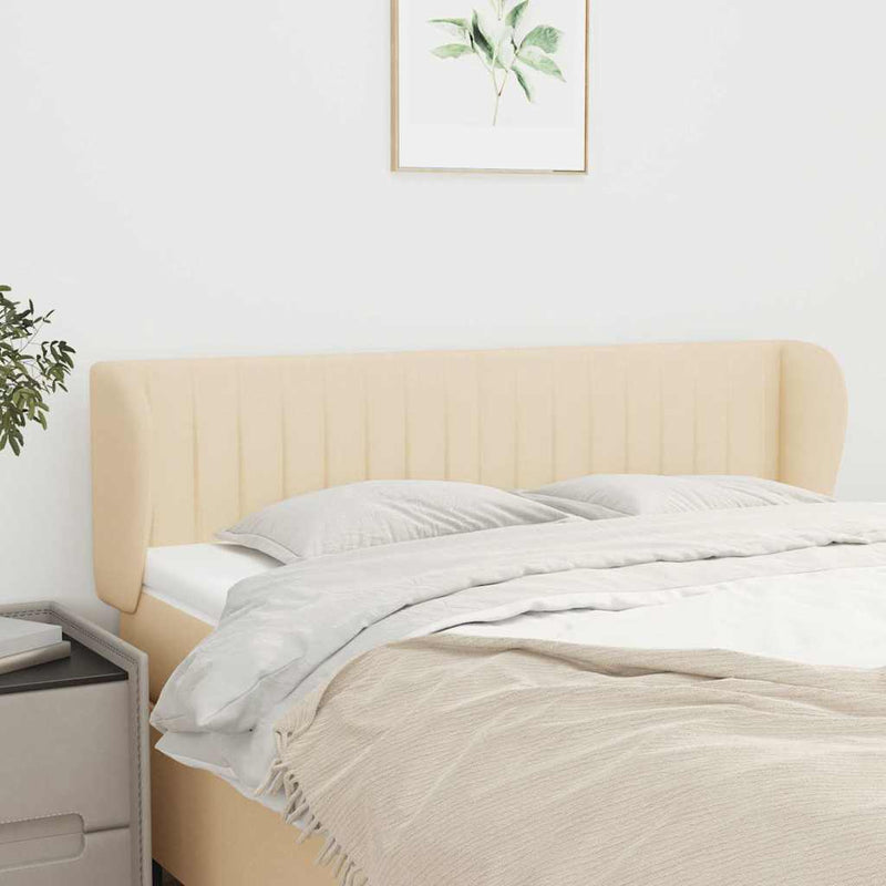 Tăblie de pat cu aripioare crem 147x23x78/88 cm material textil