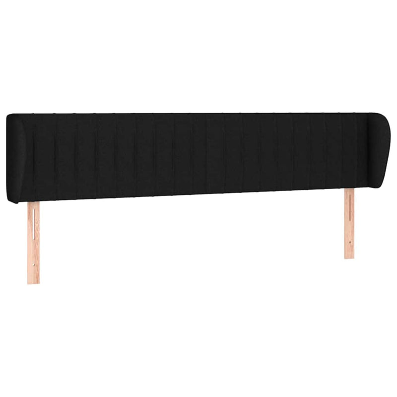 Tăblie de pat cu aripioare negru 163x23x78/88 cm textil