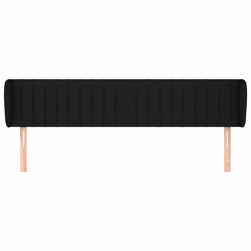Tăblie de pat cu aripioare negru 163x23x78/88 cm textil