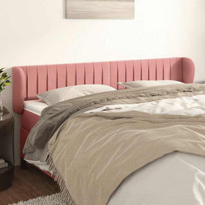 Tăblie de pat cu aripioare roz 183x23x78/88 cm catifea