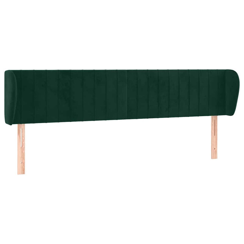 Tăblie de pat cu aripioare verde închis 203x23x78/88 cm catifea