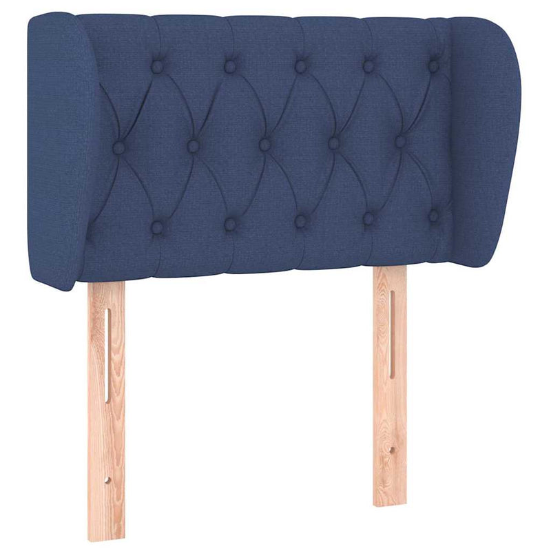 Tăblie de pat cu aripioare, albastru, 83x23x78/88 cm textil