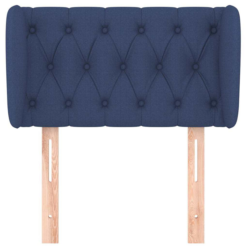 Tăblie de pat cu aripioare, albastru, 83x23x78/88 cm textil