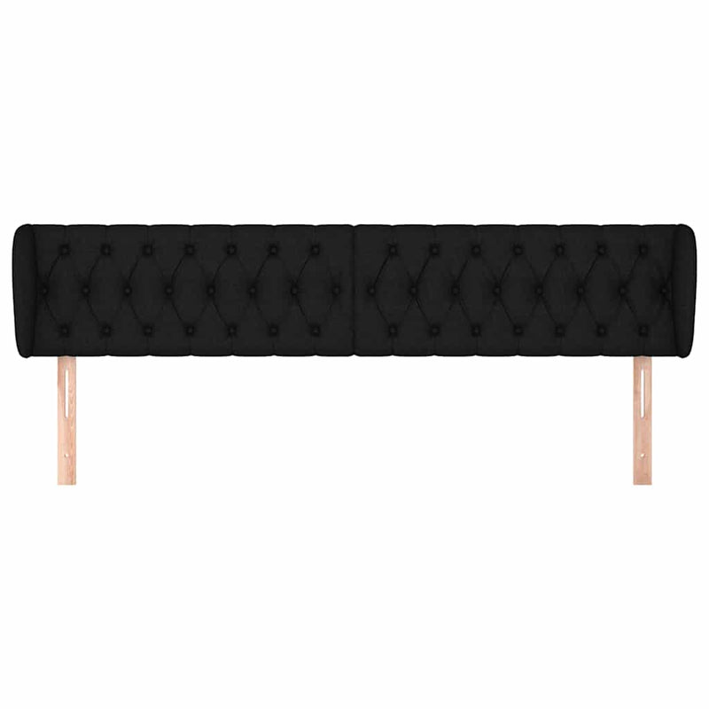 Tăblie de pat cu aripioare negru 203x23x78/88 cm textil