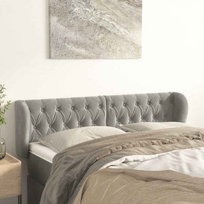 Tăblie de pat cu aripioare gri deschis 147x23x78/88 cm catifea