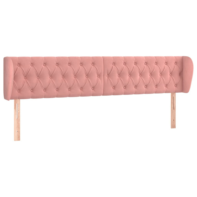 Tăblie de pat cu aripioare roz 183x23x78/88 cm catifea