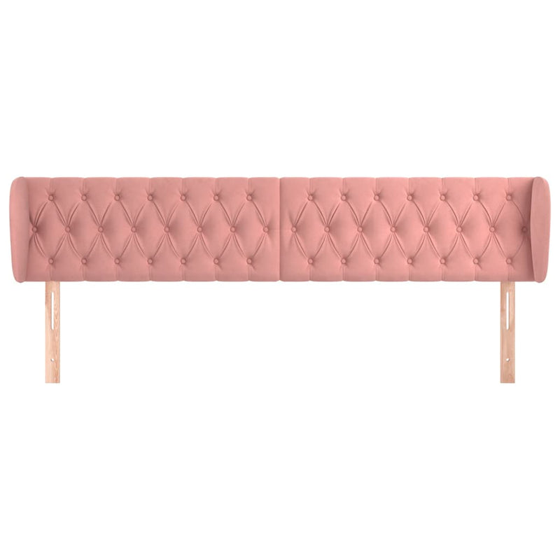 Tăblie de pat cu aripioare roz 183x23x78/88 cm catifea