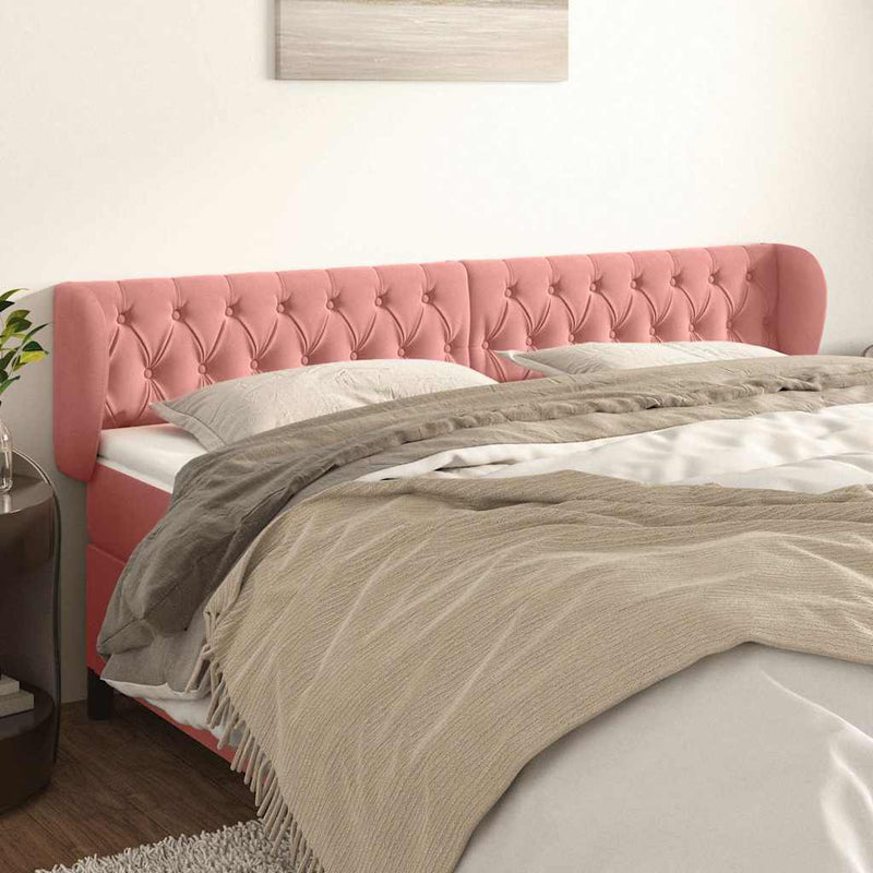 Tăblie de pat cu aripioare roz 183x23x78/88 cm catifea