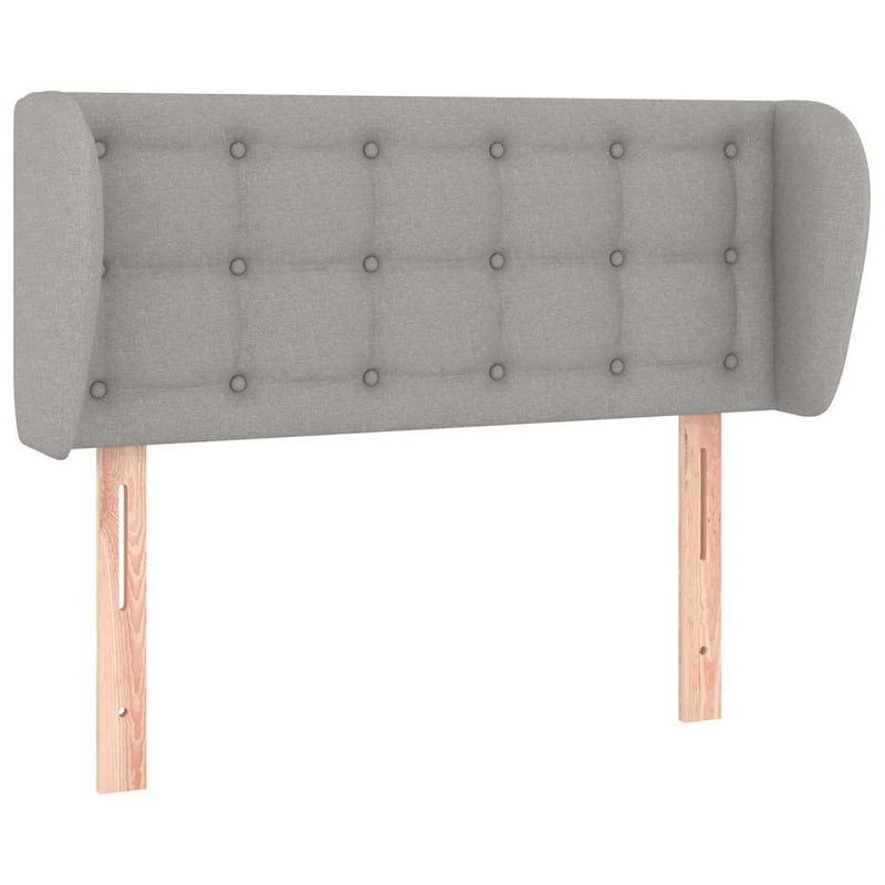 Tăblie de pat cu aripioare gri deschis 103x23x78/88 cm textil