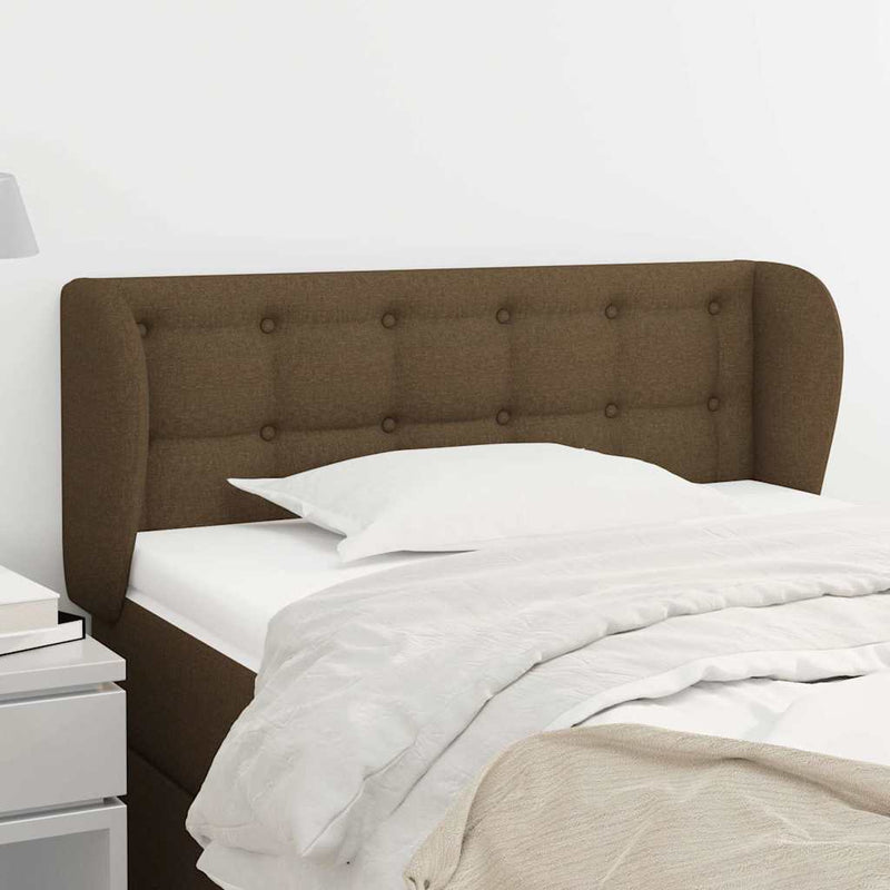 Tăblie de pat cu aripioare maro închis 103x23x78/88 cm textil