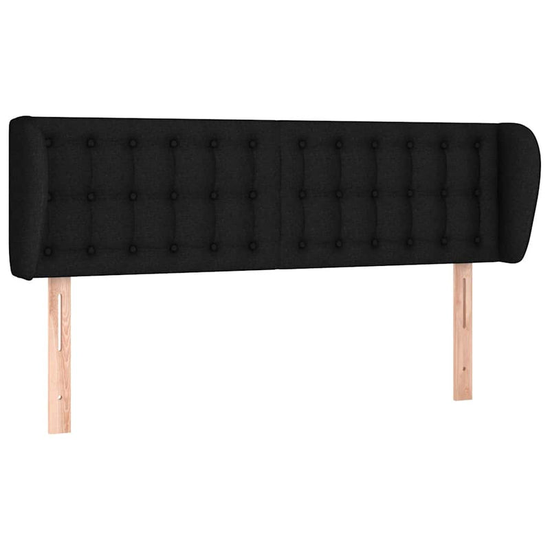 Tăblie de pat cu aripioare negru 147x23x78/88 cm textil