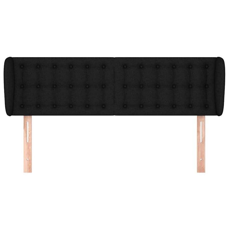 Tăblie de pat cu aripioare negru 147x23x78/88 cm textil