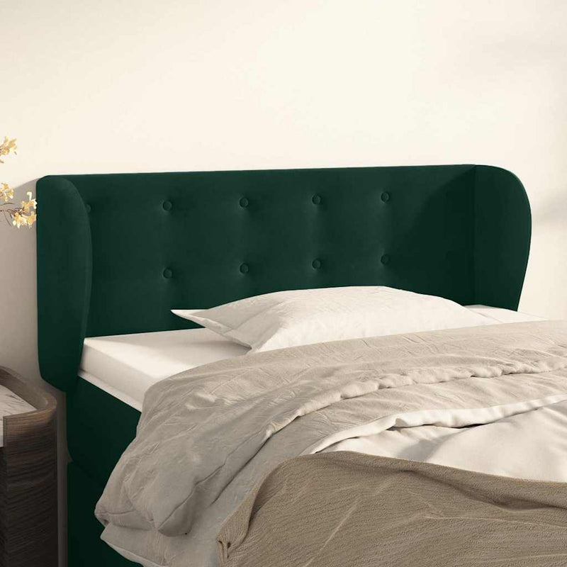 Tăblie de pat cu aripioare verde închis 103x23x78/88 cm catifea