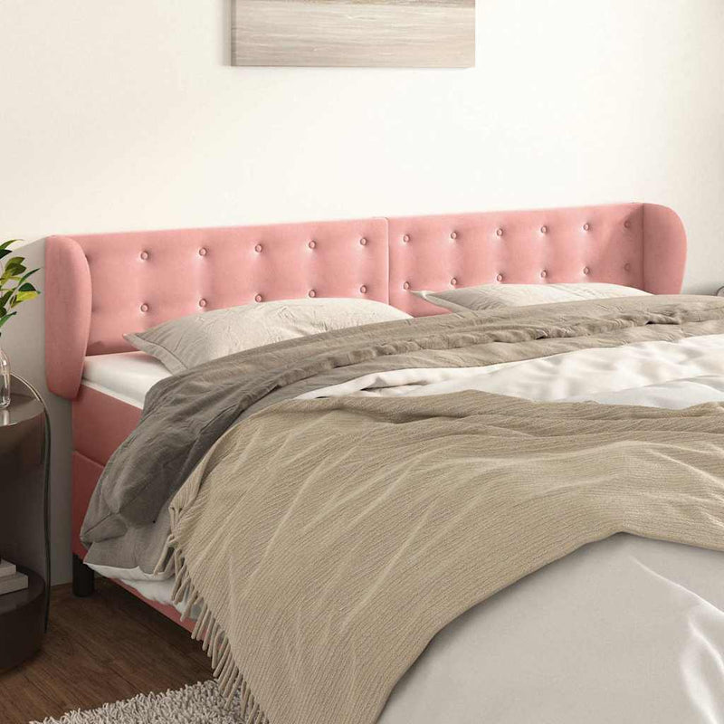 Tăblie de pat cu aripioare roz 183x23x78/88 cm catifea