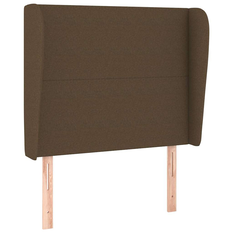 Tăblie de pat cu aripioare maro închis 93x23x118/128 cm textil