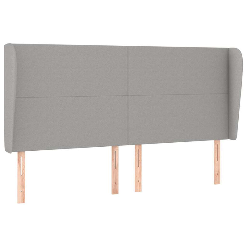 Tăblie de pat cu aripioare gri deschis 203x23x118/128 cm textil