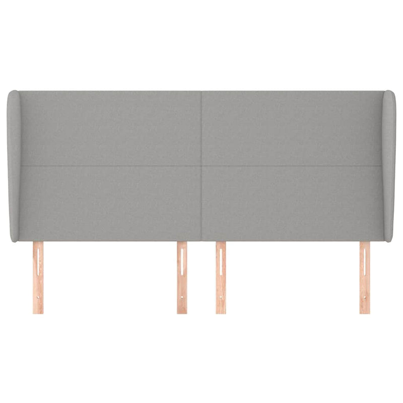 Tăblie de pat cu aripioare gri deschis 203x23x118/128 cm textil