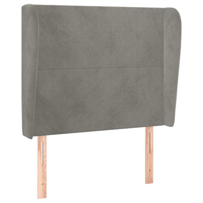Tăblie de pat cu aripioare gri deschis 103x23x118/128cm catifea