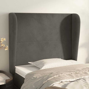 Tăblie de pat cu aripioare gri închis 103x23x118/128 cm catifea