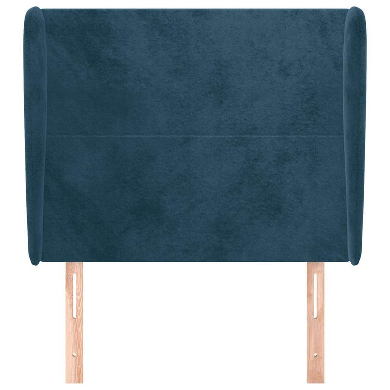 Tăblie pat cu urechi albastru închis 103x23x118/128cm catifea